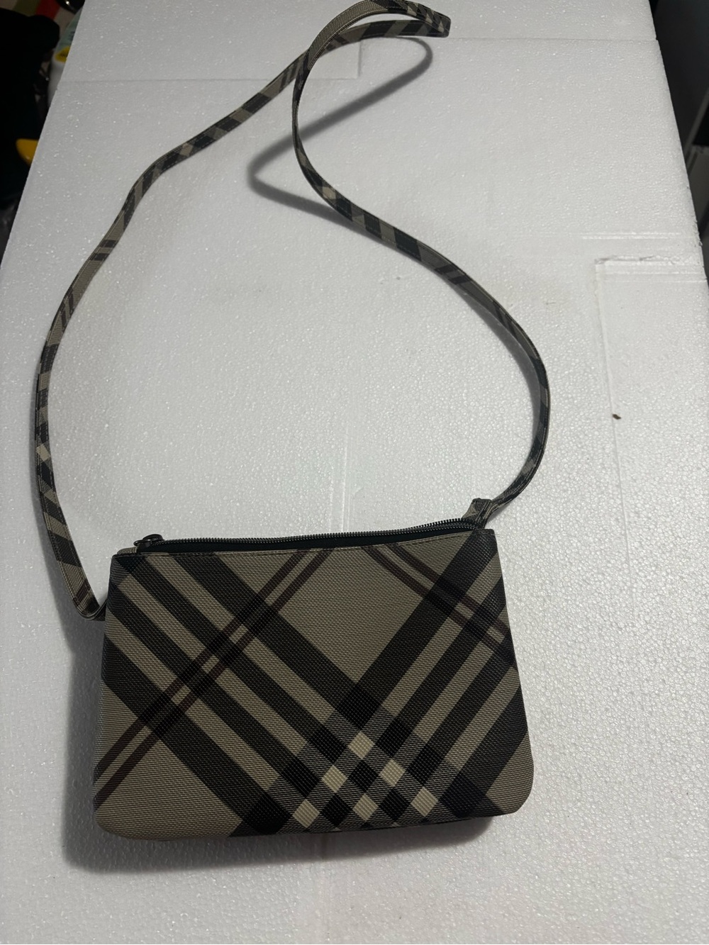 Plaid Crossbody Bag in Beige and Black - Designer-Inspired